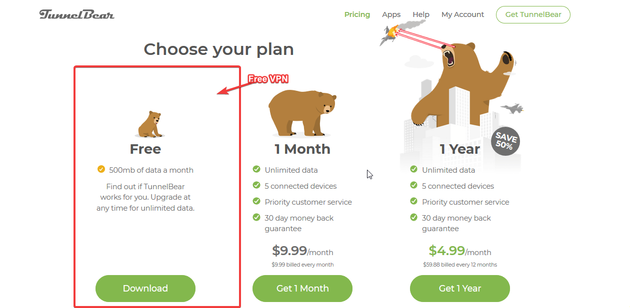 tunnelbear free vpn