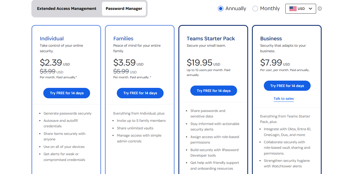 1Password Review - Pricing & Plans