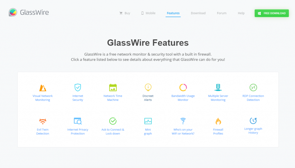 glasswire firewall features