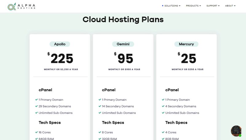 Alpha Hosting Pricing