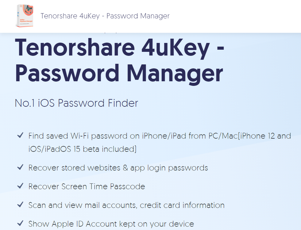 Tenorshare 4uKey Password Manager 2.0.8.6 download the last version for ipod