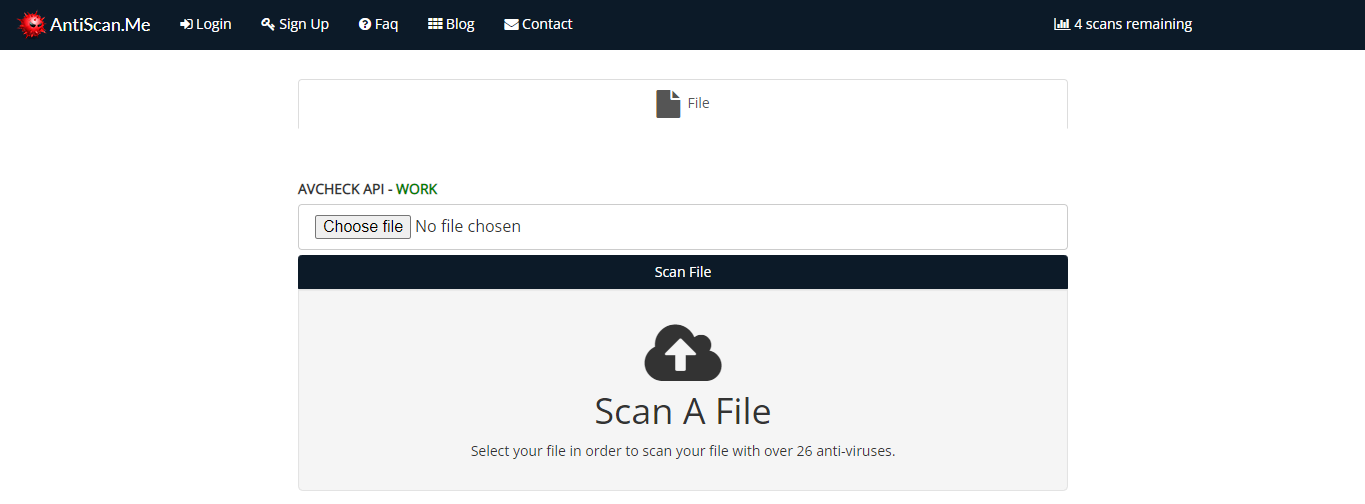 AntiScan.Me is an online virus scanner without result distribution