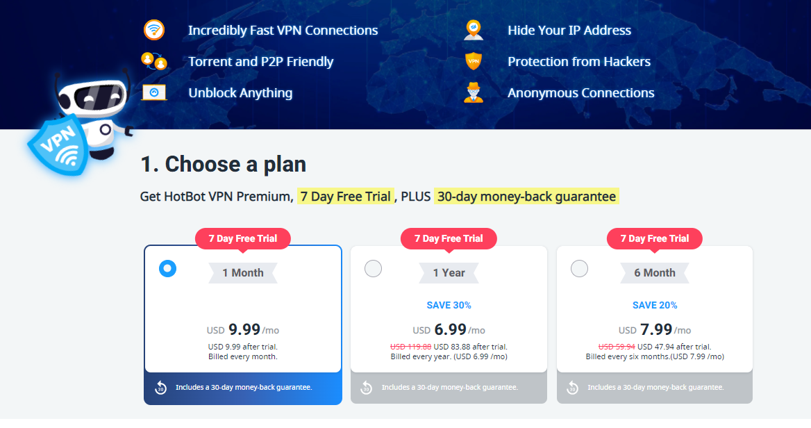 HotBot VPN Pricing Plans