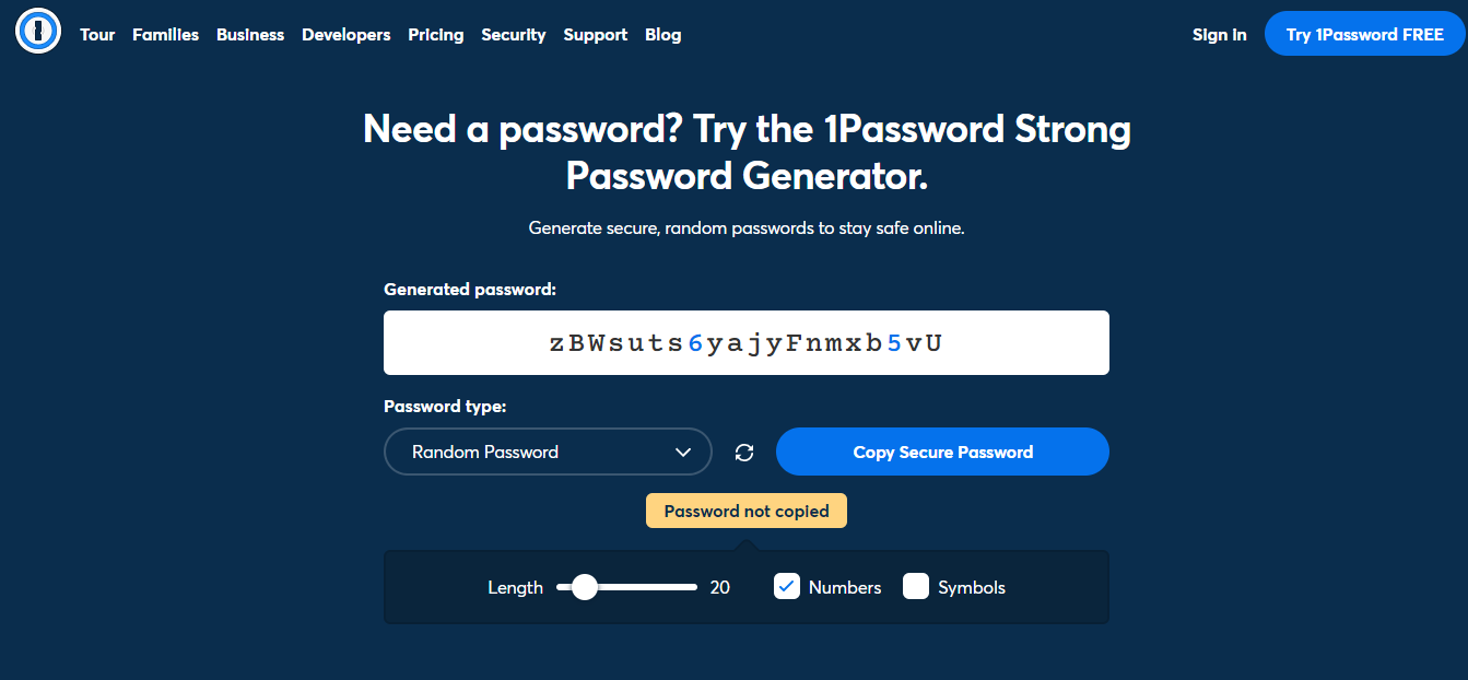 1Password Password Generator