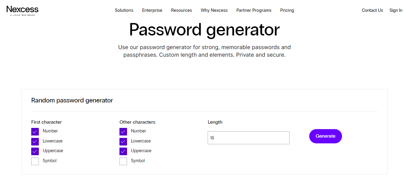 Nexcess Password Generator