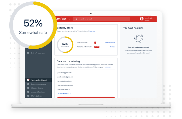 LastPass review security dashboard