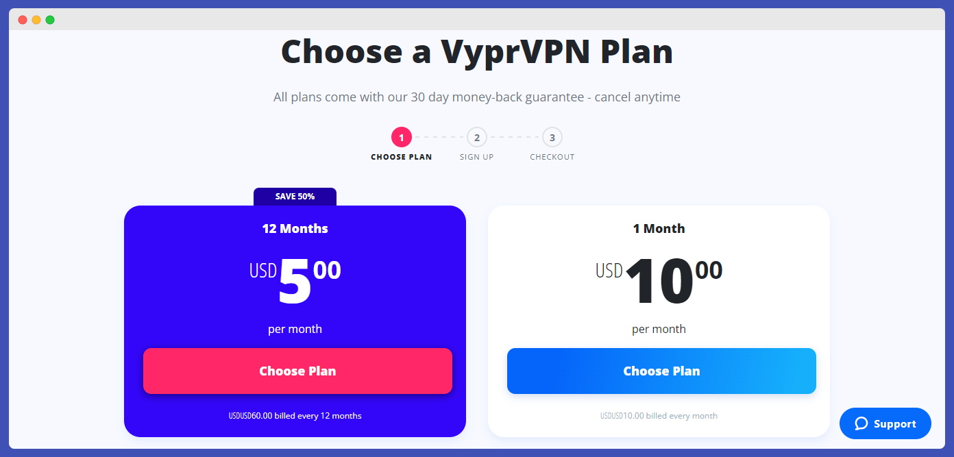 VyprVPN offers two simple pricing plans