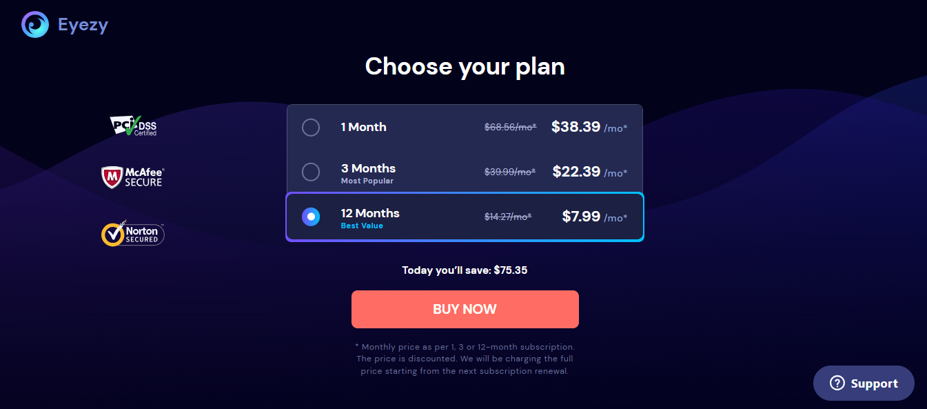 EyeZy offers various subscription plans