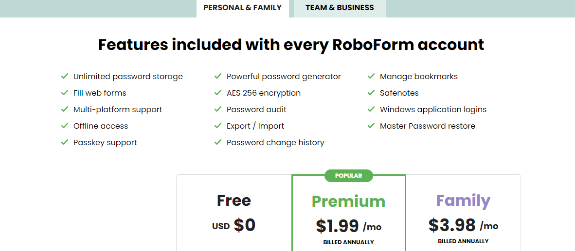 RoboForm pricing