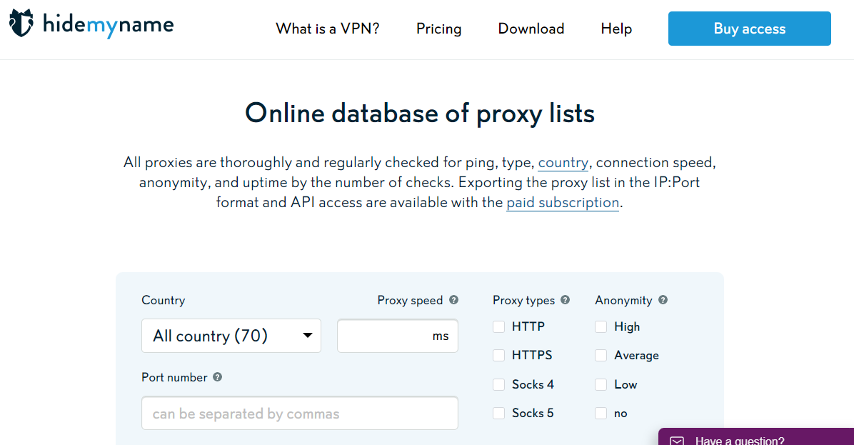 HideMyName VPN Review Proxy List and Checker Features