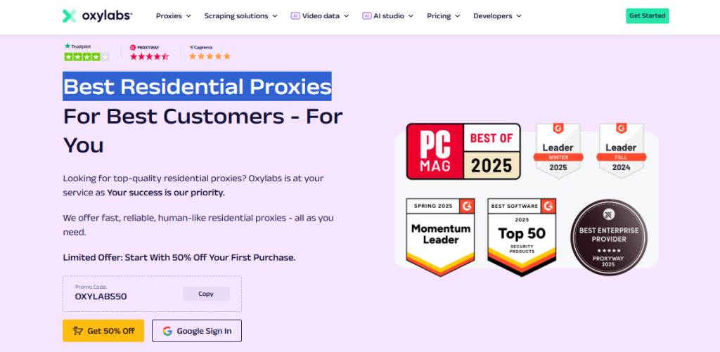 Oxylabs Best Residential Proxies