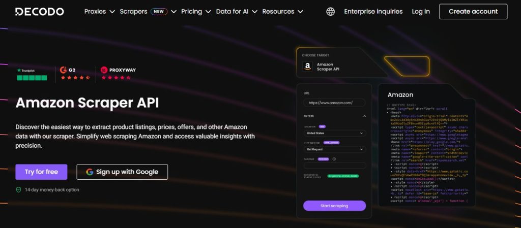 Decodo Amazon Scraper API