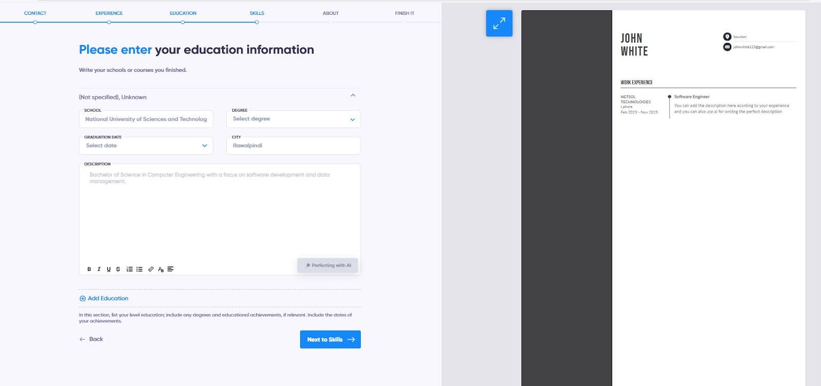 Add Your Education Information