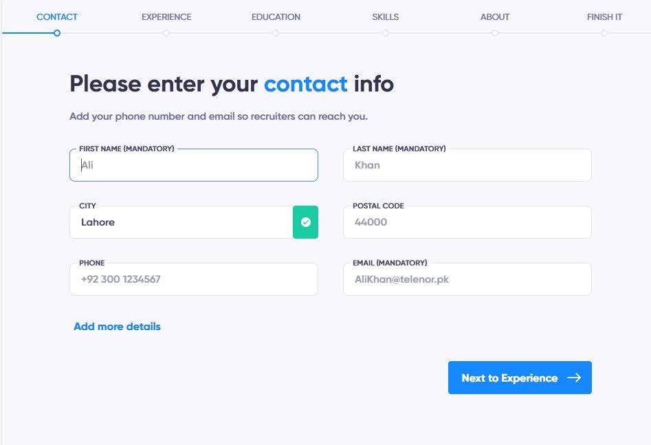 Enter Your Contact Information