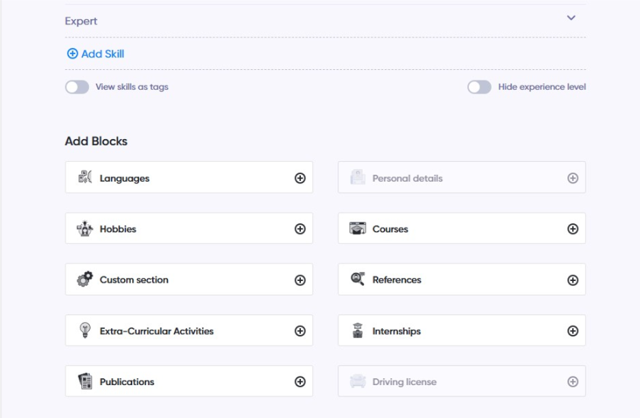 add or remove blocks