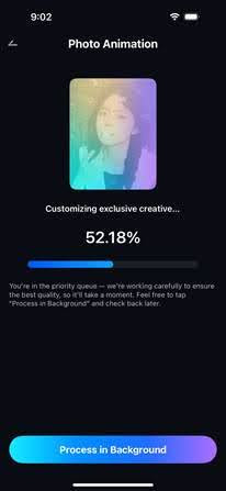 Start the photo animation process on mobile